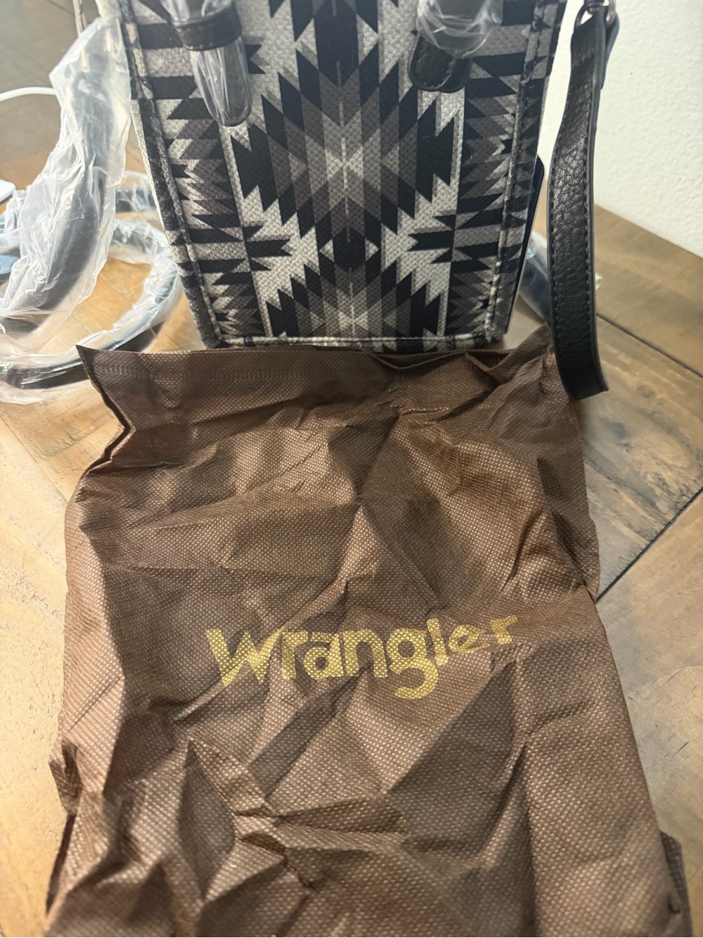 Wrangler black & white Aztec western print small crossbody tote bag purse new - Picture 9 of 9